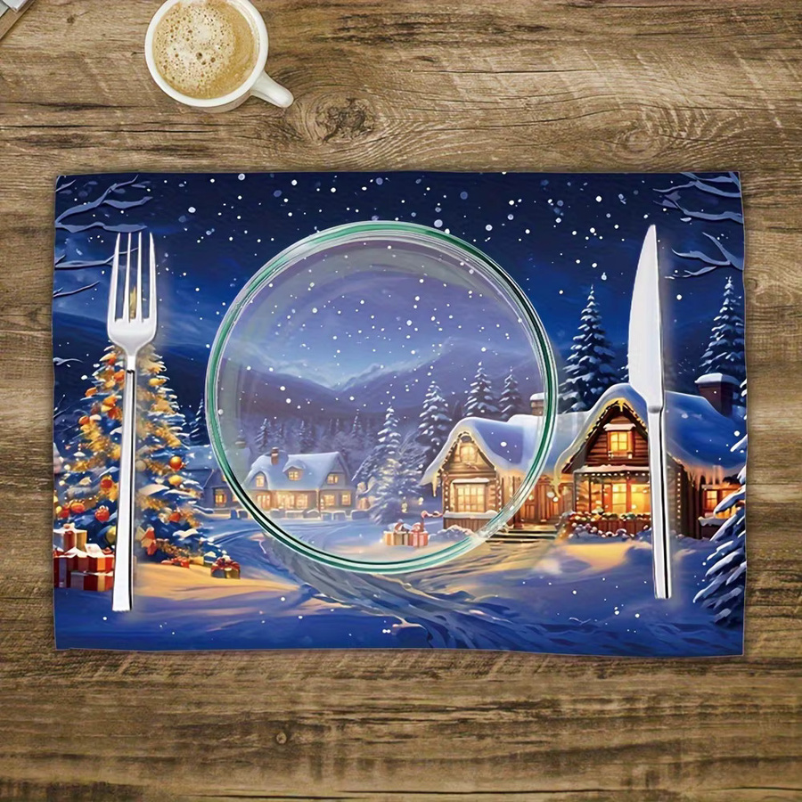 VIKAMA 4-teiliges Weihnachts-Tischset mit Sternenhimmel-Effekt für deine Tischdekoration - Bild 2
