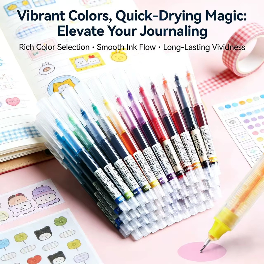 Set mit geraden Flüssigfarbstiften in Multicolour, Gelstifte mit feiner Spitze zum Zeichnen und Schreiben für Schule und Büro - Bild 3