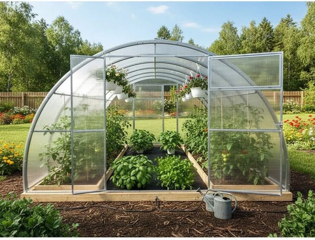 Garten Dream Gewächshaus Sofia aus verzinktem Stahl mit 6mm transparentem Polycarbonat, B/T/H: 10 x 3,5 x 3,5 m - Bild 1