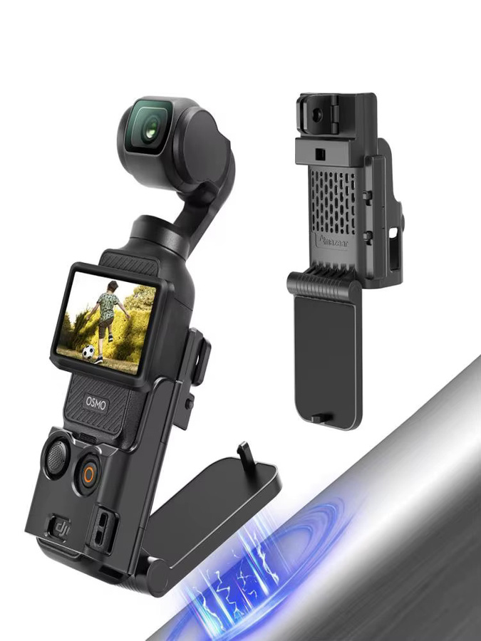 FONKEN Magnetischer Halterungsständer mit 180-Grad-Winkel für DJI Osmo Pocket 3 und Batteriegriff, Schwarz - Bild 7