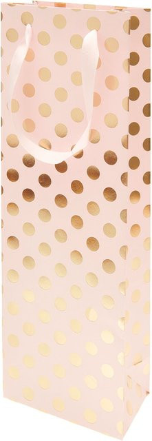 Rico Design Paper Poetry Flaschentüte in Rosa mit goldenen Punkten, B/T/H: 12 x 8 x 36,5 cm - Bild 1