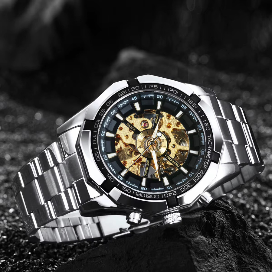 Forsining Armbanduhr, Automatik, Edelstahl, Schwarz, Herren - Bild 3