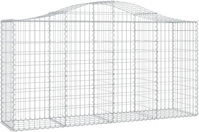vidaXL Gabione mit Hochbogen aus verzinktem Eisen in Silber, B/T/H: 200 x 50 x 100/120 cm - Bild 1