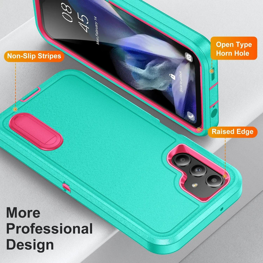Stoßfeste Schutzhülle mit Ständer für Samsung Galaxy A16 A26 A36 A56 5G/4G sowie A06 A15 A54 A53 A14 A04S in Schwarz und Türkis - Bild 1