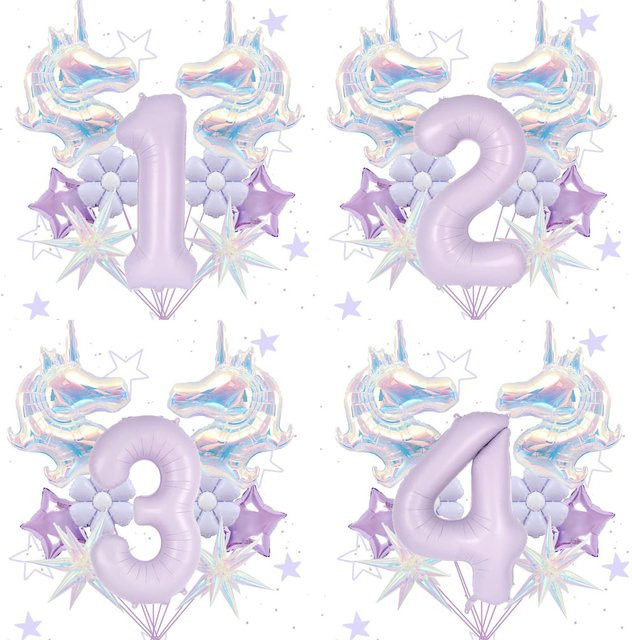 Transparentes Digitalballonset von Unicorn Daisy in Lila, 40 Zoll, ideal für Geburtstage, Hochzeiten und Jubiläen - Bild 1