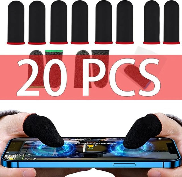 AILEHKUO Atmungsaktive Gaming Fingerlinge für Mobile Controller und Touchscreen in Blau und Schwarz - Bild 1