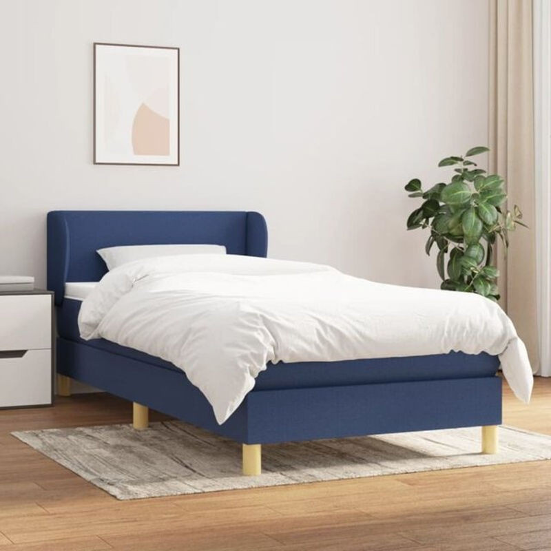 Vidaxl Boxspringbett mit Matratze aus Stoff in Blau und Weiß, Modernes Design, B/T/H: 80 x 200 cm - Bild 1
