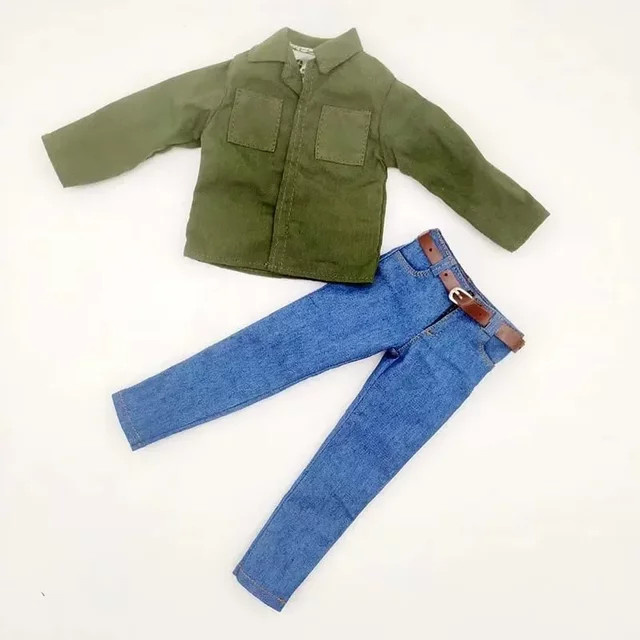 Tbleague Armeegrünes Hemd + Jeans-Kleidungszubehör, Zubehör, Maßstab 1:6 - Bild 1