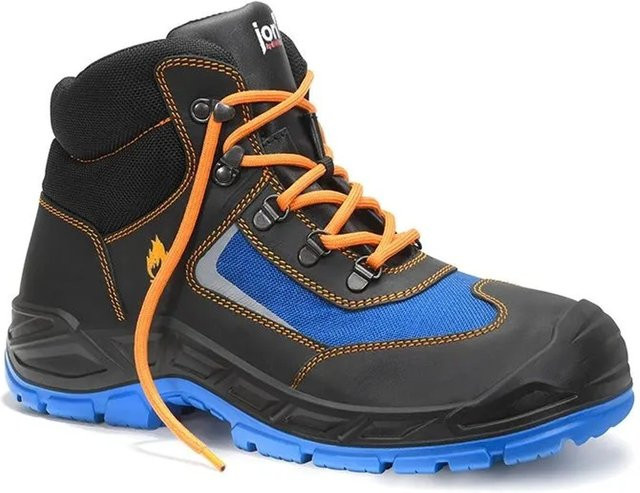 Elten Sicherheitsschnürstiefel Jo FLO Mid ESD S3 aus Rindleder in Schwarz und Blau, Größe 46 - Bild 1
