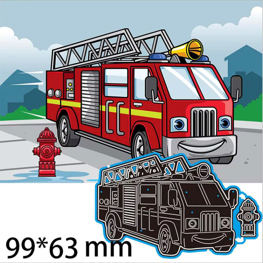 Metall-Schneidwerkzeug Feuerwehr Auto für Scrapbooking und DIY-Bastelarbeiten, Silber - Bild 2