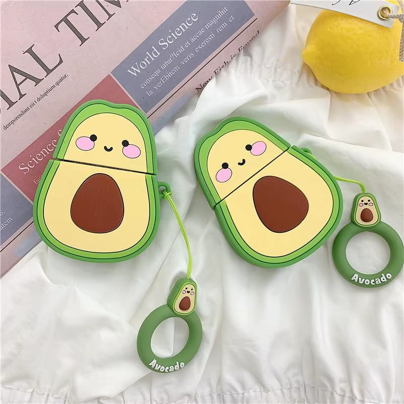 Niedliche 3D Cartoon Avocado Schutzhülle für Apple AirPods 2 in Grün - Bild 2