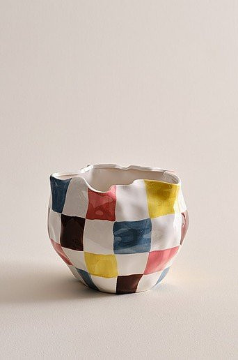 Jotex RUTAN Übertopf aus Keramik, rund, Multicolor, Höhe: 27,5 cm, Breite: 25,5 cm, Tiefe: 22,0 cm - Bild 1