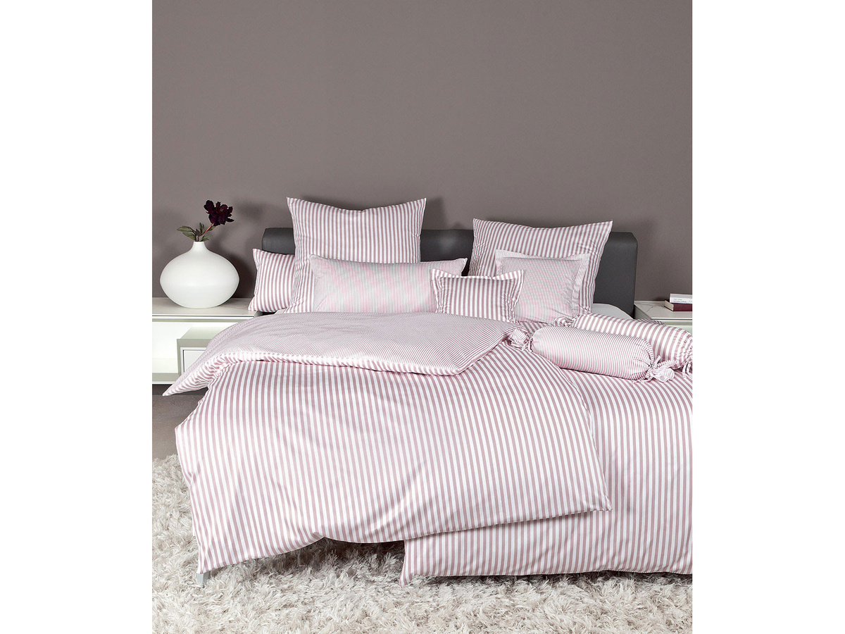 Janine Modern Classic 3912 Bettwäsche aus Mako-Satin in Pink, gestreift, atmungsaktiv, B/H: 135 x 200 cm und 40 x 80 cm - Bild 1