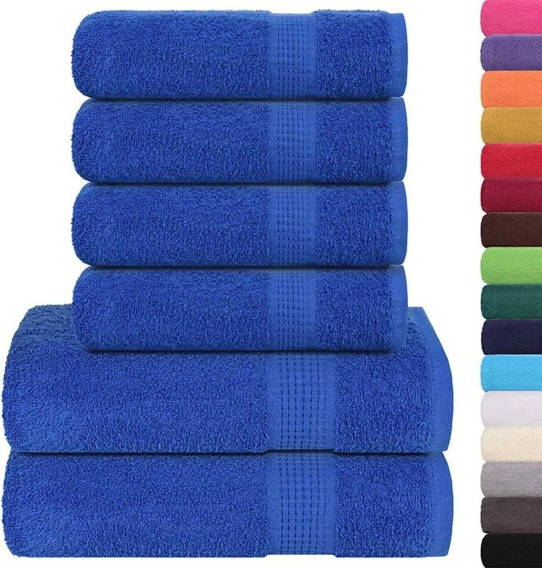 vidaXL 6-teiliges Handtuch-Set Blau aus 100% Baumwolle mit 360 g/m² - Bild 1