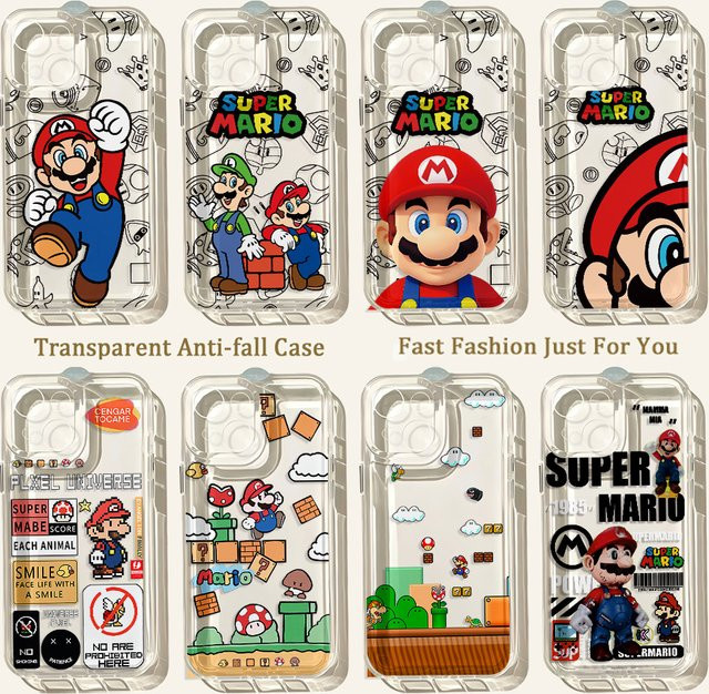 Bandai M-Marios Handyhülle für iPhone 17e 17 16 16e 15 14 13 12 11 Pro Max Air Plus mit transparenter Rückseite - Bild 1