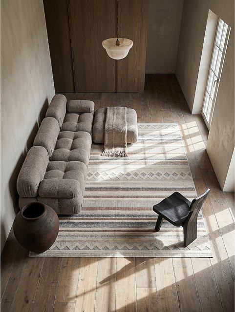 Kadima Design Teppich RIDGE gestreift in Grau-Beige im Boho-Stil, B: 155 cm, T: 230 cm - Bild 1