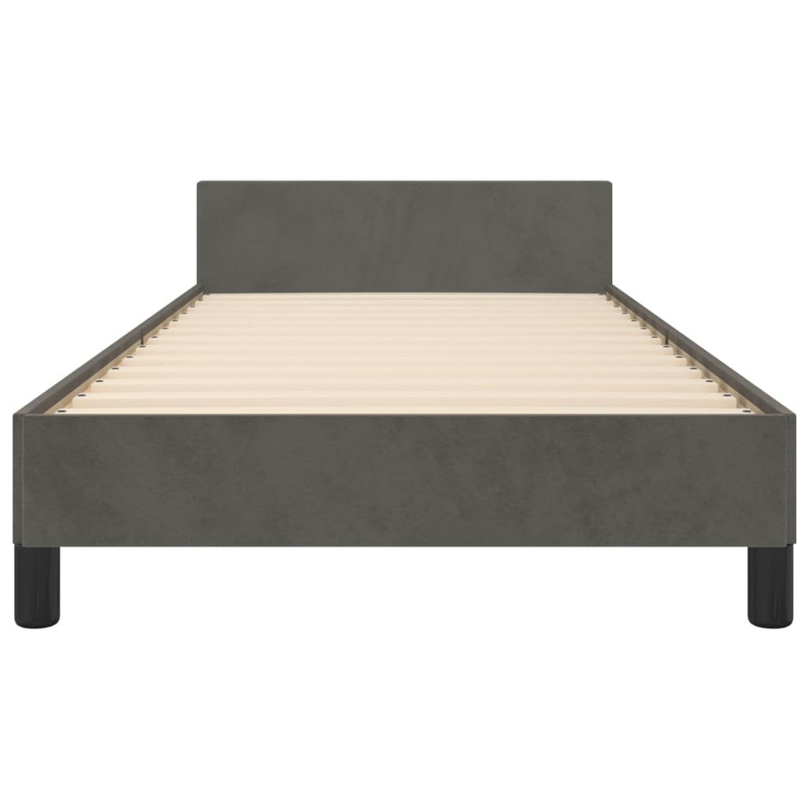 vidaXL Bettgestell mit Kopfteil aus Samt in Dunkelgrau, B/T/H: 90 x 200 x 118 cm - Bild 3