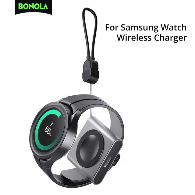 Bonola Tragbares Uhrenladegerät mit USB-C-Kabel für Samsung Galaxy Watch Ultra, 8, 7, 6, 5 in Grau - Bild 1