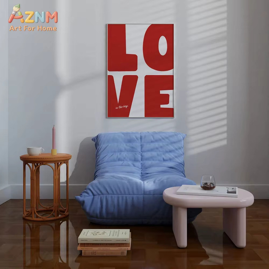 Kayou Leinwandposter Love Is The Key in Rot mit modernem Typografie-Design - Bild 2