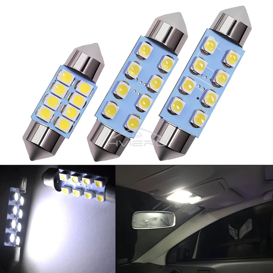 HVIERO 2er Set LED Innenleseleuchten T10 Weiß 12V mit 8 SMD für die Fahrzeug-Innenbeleuchtung - Bild 4