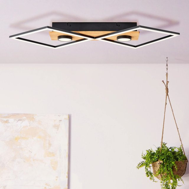 Brilliant Woodbridge 2-flammige LED-Deckenleuchte aus Holz und Schwarz, dimmbar - Bild 1
