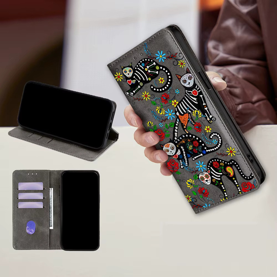 Magnetische Leder-Klapphülle mit Tiermuster für Samsung Galaxy S25 Ultra S25 FE S24 S23 S22 Plus A56 A36 A26 A17 A07 in Blau - Bild 3