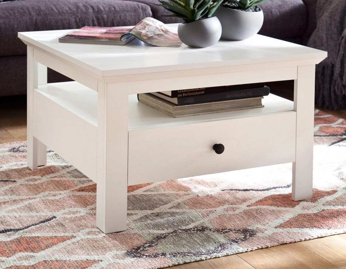 Couchtisch Milla in Weiß mit quadratischer Form und vier Beinen, B/T/H: 70 x 45 x 70 cm - Bild 1