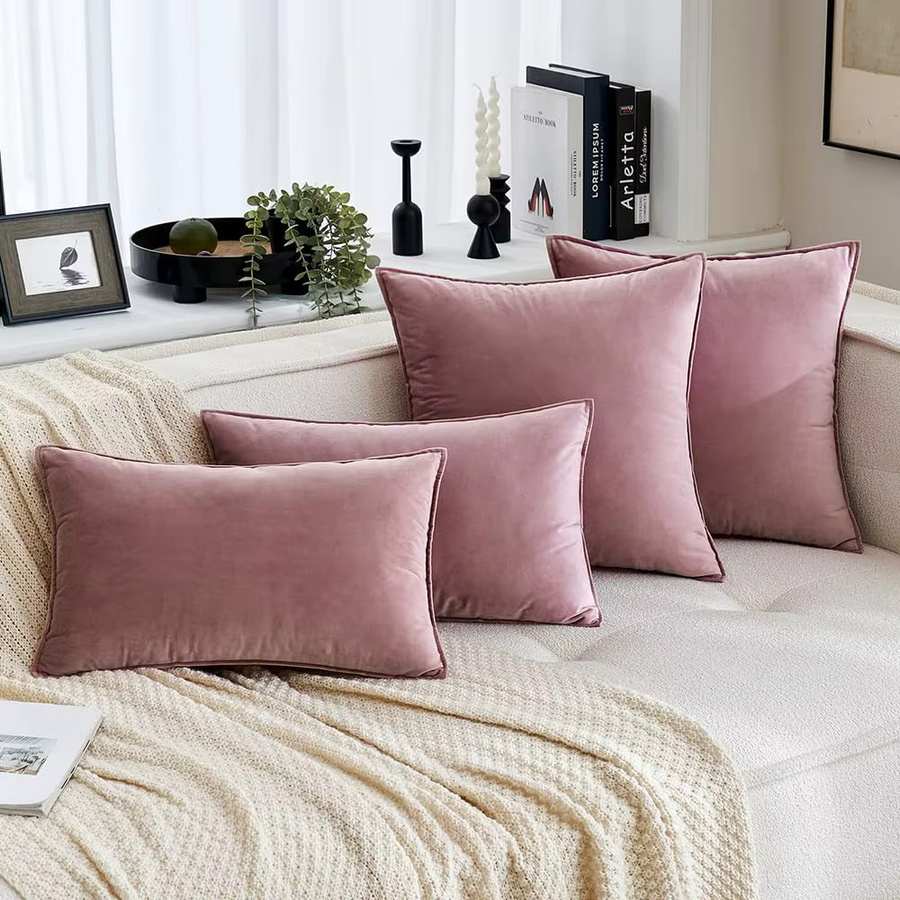 2er-Set inyahome Kissenbezüge aus Samt in Lila, rechteckig, modern - Bild 1