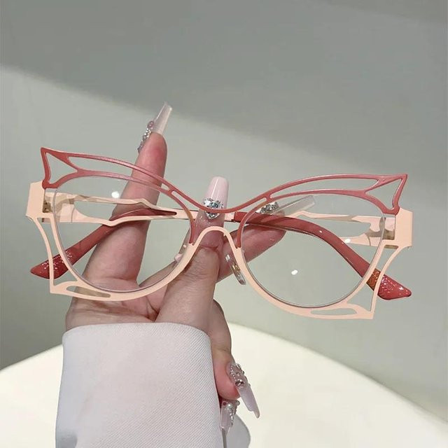 Vintage Optische Schmetterling Korrekturbrille, Metall, Pink, Damen - Bild 1