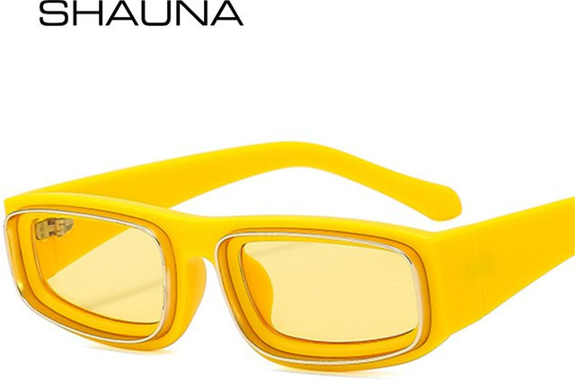 SHAUNA Sonnenbrille Rechteck, Vollrand, Gelb Orange, Unisex, Kunststoff - Bild 1