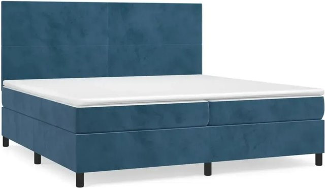 vidaXL Boxspringbett mit Matratze Dunkelblau Samt B/T: 200 x 200 cm - Bild 1