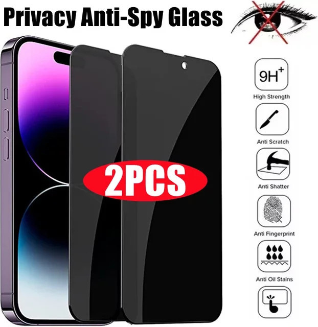 2 Stück Anti-Spion Sichtschutz Panzerglas für Apple iPhone Modelle (iPhone 15, 14, 13, 12, 11, X, XS Max, XR, 8, 7, SE) - Bild 1