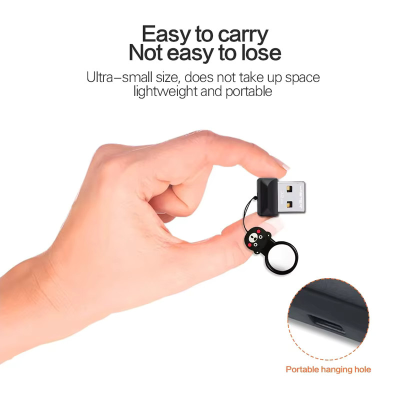 JASTER Super-Mini USB-Stick USB 2.0 wasserdicht mit Schlüsselanhänger in Schwarz oder Weiß, 128 GB - Bild 2