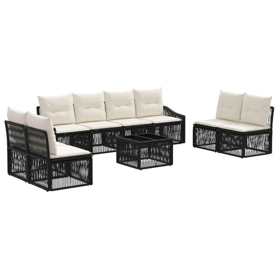 vidaXL Gartenmöbel-Set aus Poly-Rattan in Schwarz mit 9-teiliger Polstergarnitur für Garten und Terrasse - Bild 2
