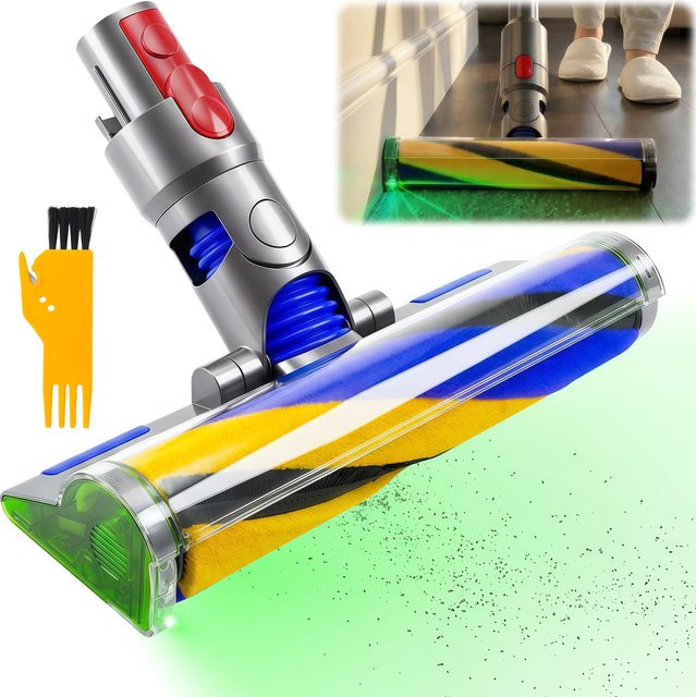 Dyson V15 LED Fluffy Optic Reinigungskopf in Multicolour als Ersatz für V11 V10 V8 V7 Staubsauger für Hartholzböden - Bild 1