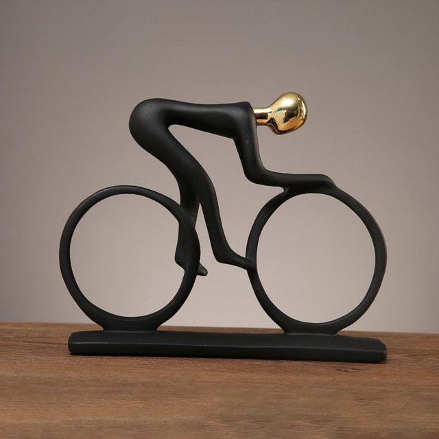 Moderne abstrakte Fahrradfahrer-Statue aus Harz für dein Büro oder Wohnzimmer von Household supplies MH, Höhe: 17,0 cm, Breite: 21,0 cm, Tiefe: 5,5 cm - Bild 1