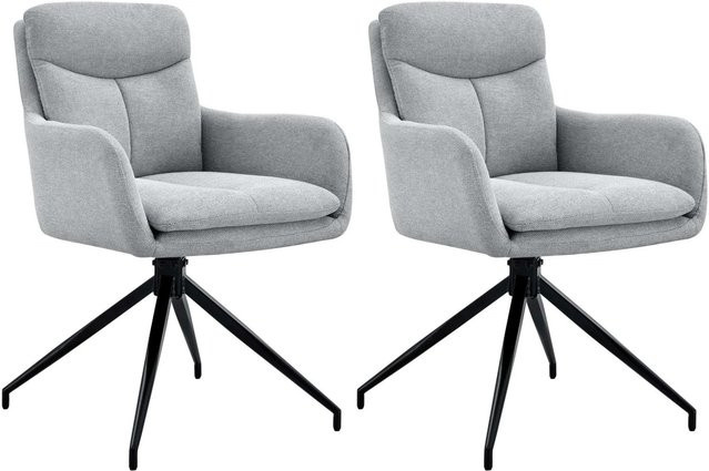 2er Set DELUKE Esszimmerstühle DUTOR aus Stoff in Hellgrau, B/T/H: 57 x 62 x 83 cm - Bild 1