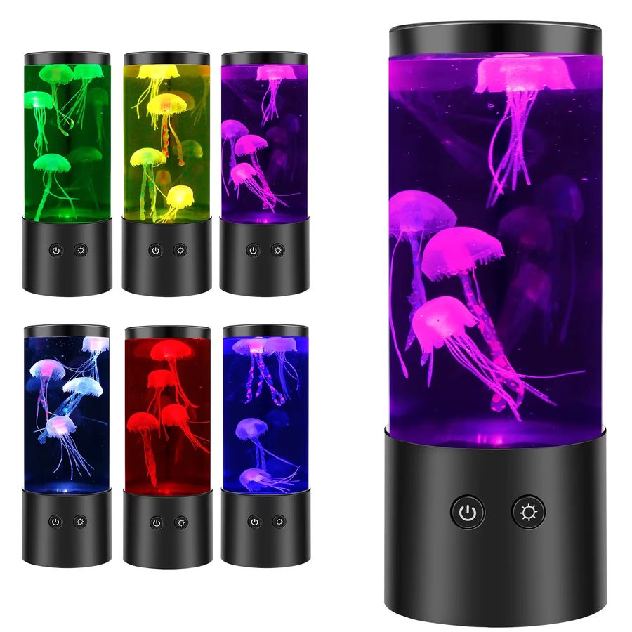 FRST LED-Quallenlampe mit 7 wechselnden Farben, USB- und batteriebetrieben, Schwarz - Bild 2