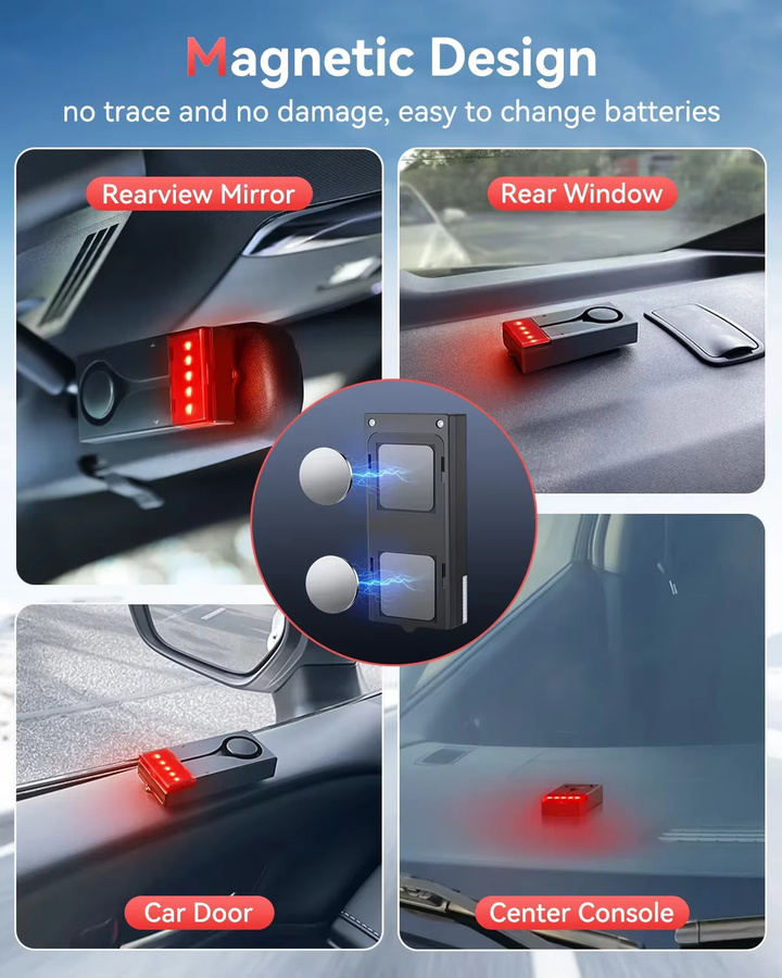Awapow Kabelloser Vibrationsalarm für Auto und Heim mit 108 dB Sirene, Licht und Fernbedienung, Schwarz - Bild 3