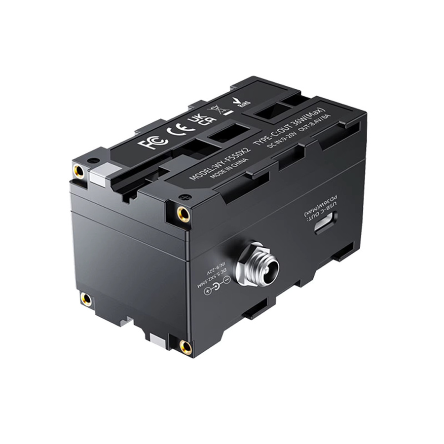 Probty NP-F Drehbarer Doppelseitiger Dummy-Akku mit Multi-Port-System für Monitor und LED-Licht in Schwarz - Bild 2