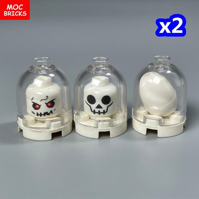 Yiran toy MOC Steine Transparenter Behälter Rund 2x2 Kuppel Teufelsausdruck, Konstruktionssteine, weiß - Bild 1