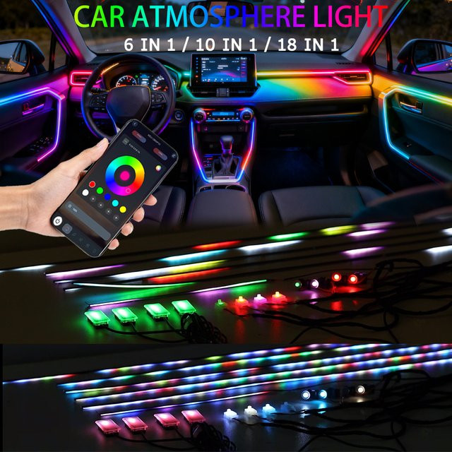 WUMFIRE Symphony LED Auto Innenraumbeleuchtung RGB Neon Flex Atmosphärenlampe mit APP-Steuerung für Tesla Model 3 3Y S X, Multicolour - Bild 1
