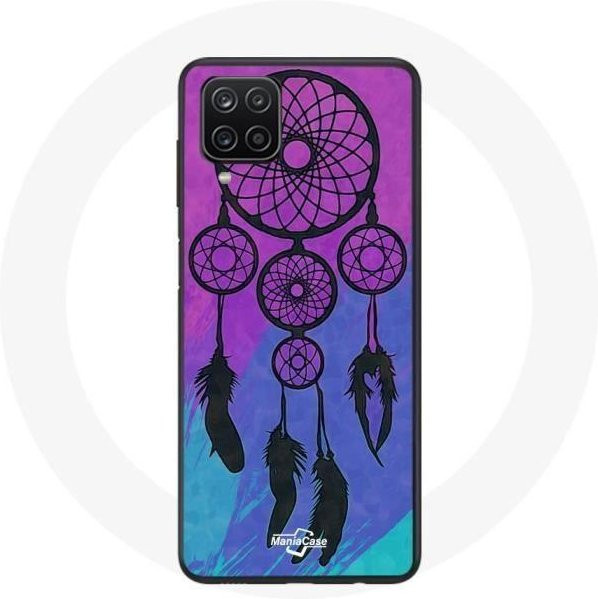 Samsung Galaxy A12 Handyhülle mit Traumfänger Design in Schwarz, Blau und Lila - Bild 1