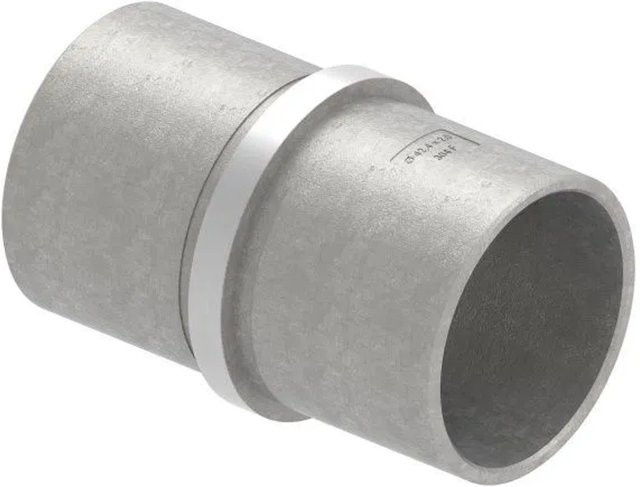 FeNau Rohrverbinder aus V2A Edelstahl mit Mittelsteg, Farbe: Silber, Durchmesser: 42,4 mm, Wandstärke: 2,0 mm, Länge: 65 mm - Bild 1