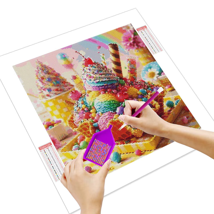HUACAN 5D Diamant-Malerei Set Eis und Süßigkeiten Motiv in Multicolor als 3D-Mosaik zum Selbermachen - Bild 1