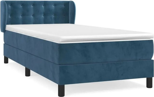 vidaXL Boxspringbett mit Matratze Dunkelblau Samt B/T: 100 x 200 cm - Bild 1