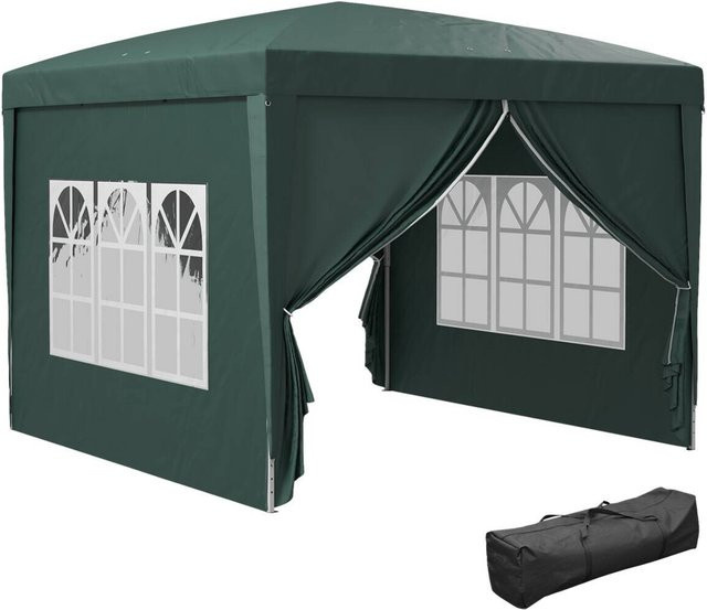 Outsunny Faltpavillon Grün mit 4 Seitenwänden und Fenstern, tragbares Festzelt mit UV-Schutz aus Stahl und Oxford-Stoff für Garten und Veranstaltungen, B/H/L: 2,95 x 2,58 x 2,95 m - Bild 3