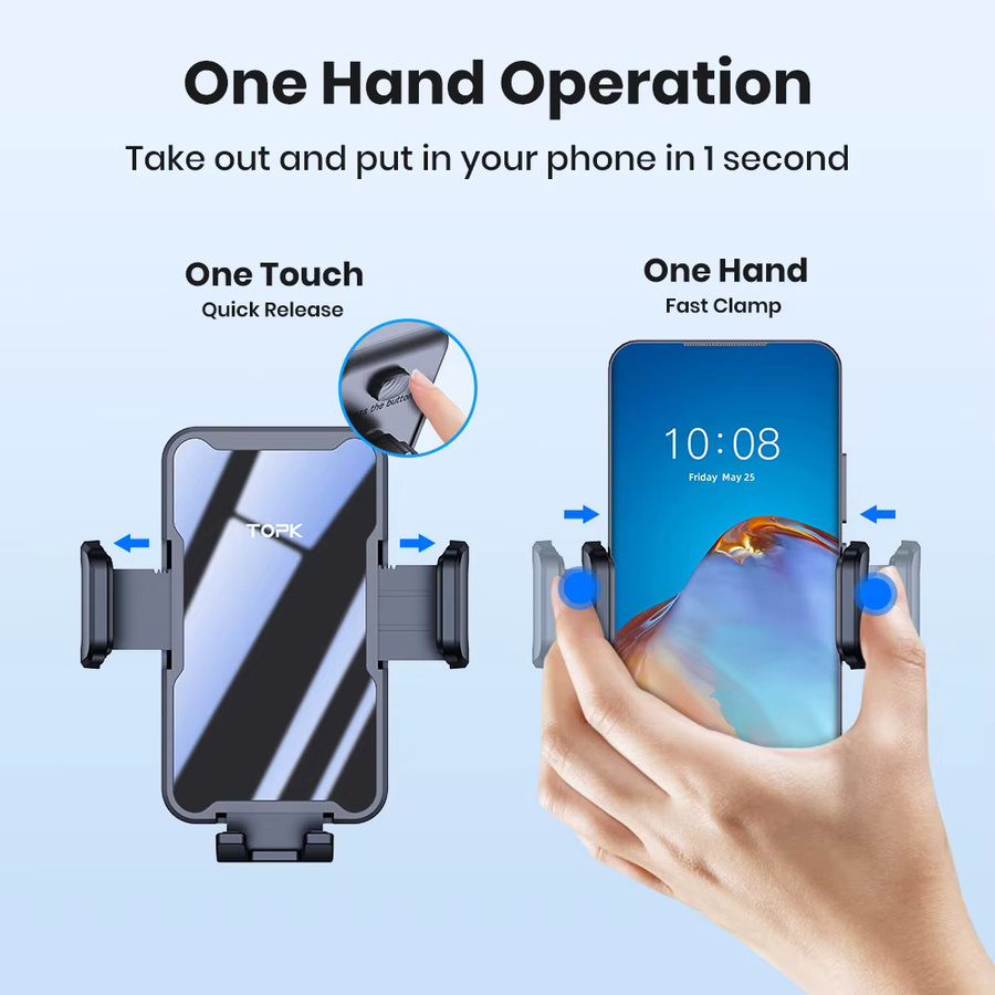 TOPK Universelle Autotelefonhalterung in Schwarz mit Saugnapf und Lüftungsschlitz für Armaturenbrett oder Windschutzscheibe als Freisprecheinrichtung für dein iPhone - Bild 2