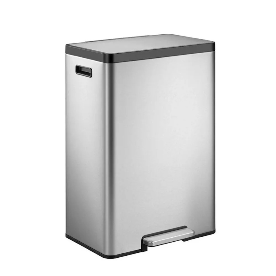PROREGAL Treteimer aus gebürstetem Edelstahl mit Soft-Close-Deckel und Kunststoffgriffen, Silber, 30 Liter, B: 64 cm, T: 29,5 cm, H: 36,5 cm - Bild 2