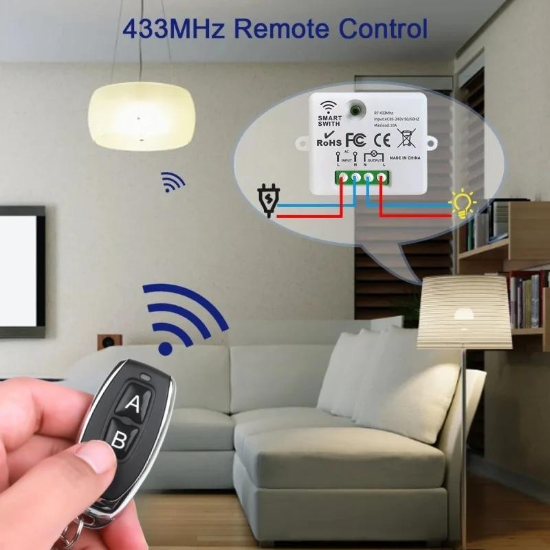 YJMP Kabelloser Fernbedienungs-Lichtschalter 433MHz Mini-RF-Relaismodul 10A mit 100 Meter Reichweite für LED-Lampen und Ventilatoren, Farbe: Neon-Grün - Bild 4